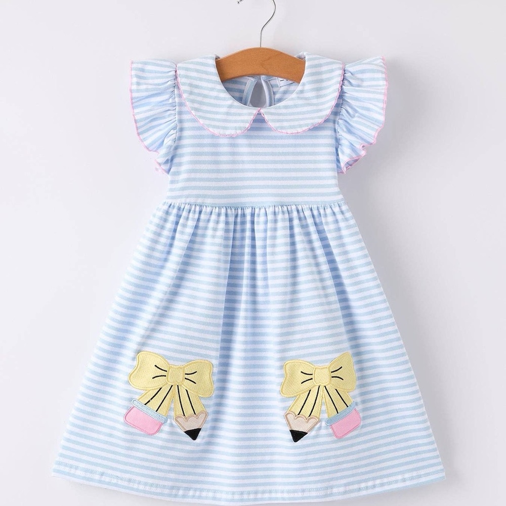 Rylee Faith Designs Toddler Girl Bow Pencil School Twirl Dress 4 5 6 7 8/9